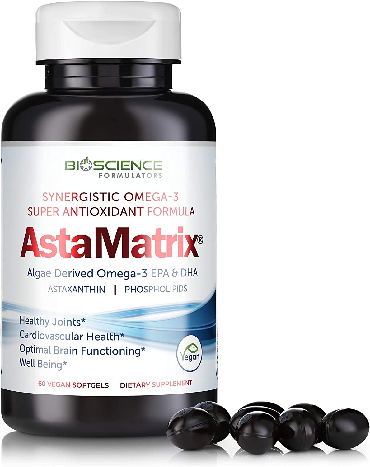 AstaMatrix Vegan Omega-3 Supplement With Phospholipids and Antioxidants