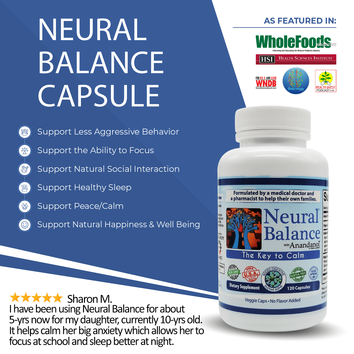 Neural Balance Neural Balance Capsules (120 Ct. Capsules) | The Key to Calm
